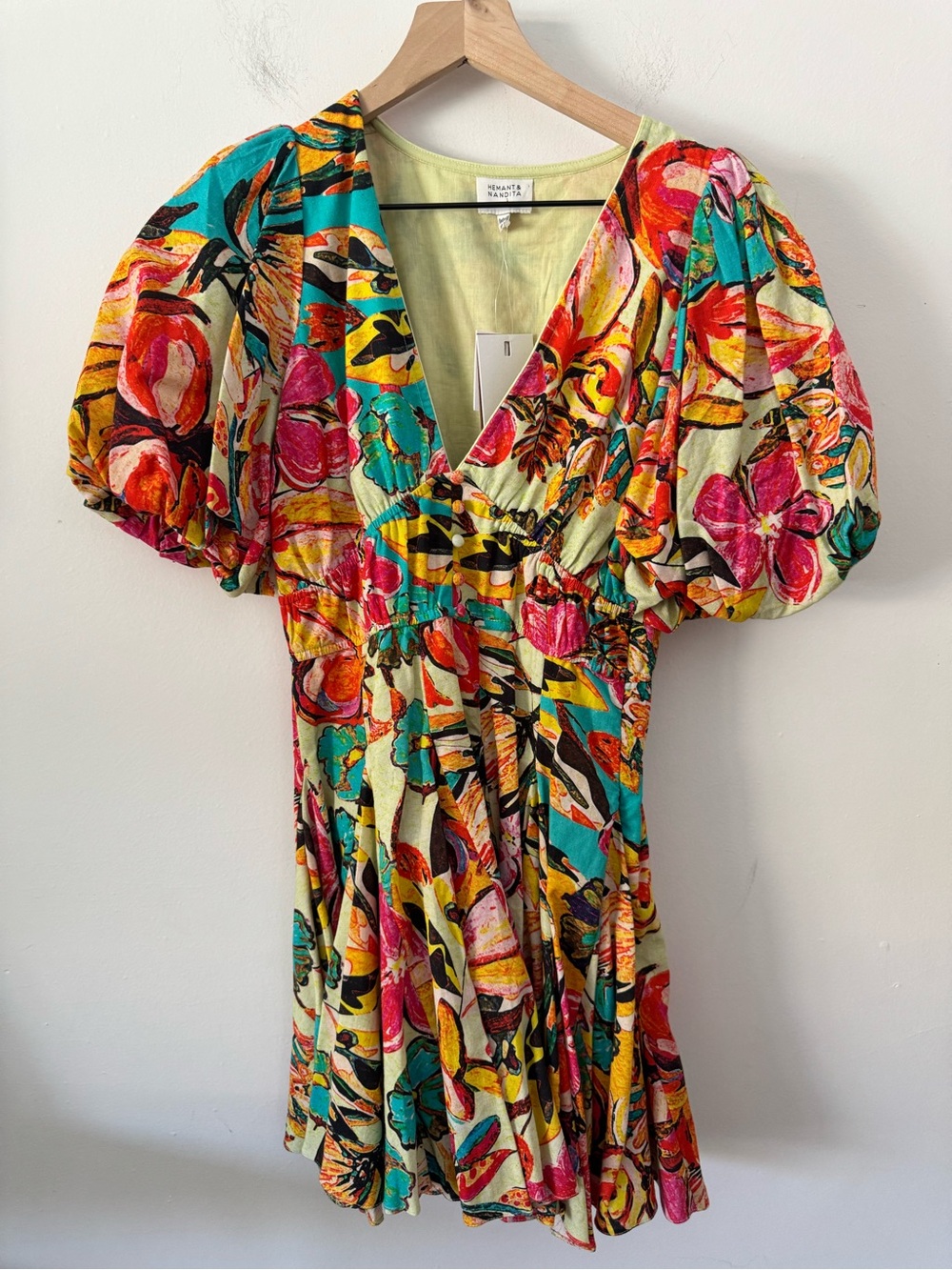 NWT HEMANT & NANDITA Multicolor Floral Mini Dress XS